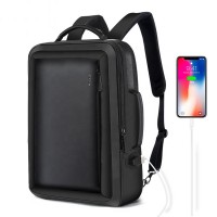 Custom extendable business waterproof notebook backpack multifunctional practical usb office men antitheft backpack bag leather