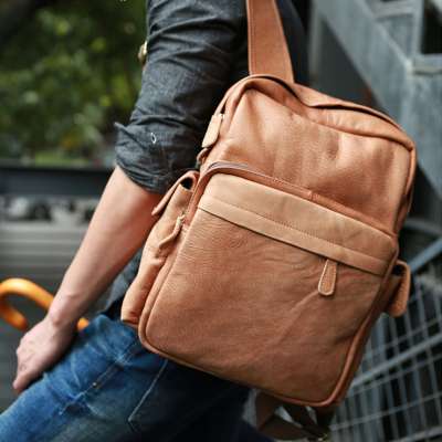 Genuine Leather Men Backpacks Retro Full Grain Leather Men's Business Laptop Backpack Leather Travel Backpack