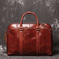 Genuine Leather Men Briefcase Full Grain Leather 15.6" Laptop Bag Doctor Lawyer Computer Bag Cowhide Leather Men Bag