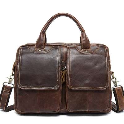 100% Genuine Leather Briefcase Men Bag Business Handbag Full Grain Leather Shoulder Bags Tote Cowskin Men Messenger Bags