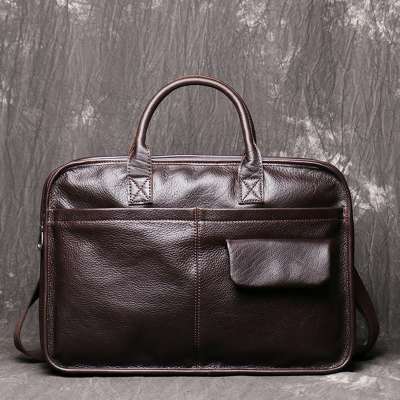 Genuine Leather Men's Briefcase Full Grain Leather Business Handbags Cowhide Leather Laptop Bags For Mens