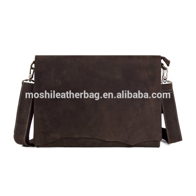 Brown Cowhide Leather Laptop Bag Messenger Bag Shoulder Bag for Men