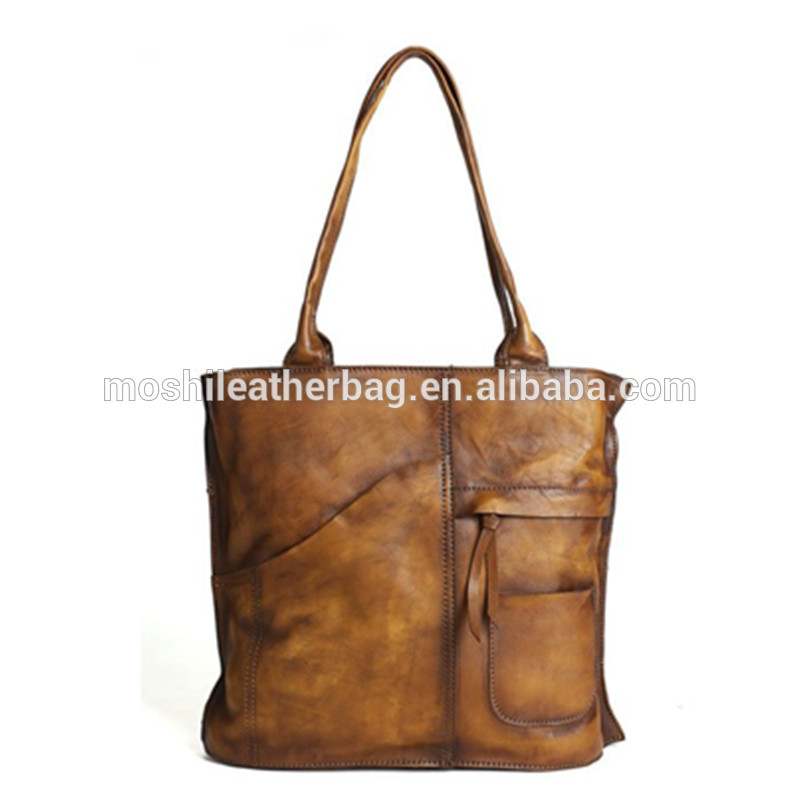 Vintage Brown Leather Tote Bag Women's Designer Handbags DD103