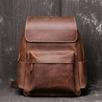 Genuine Leather Men Backpack Real Cow Leather Travel Backpack  Cowhide Business Laptop Backpack